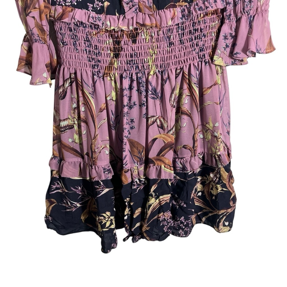 MARCHESA NOTTE Smocked Floral Mini Cocktail Dress - Picture 7 of 11